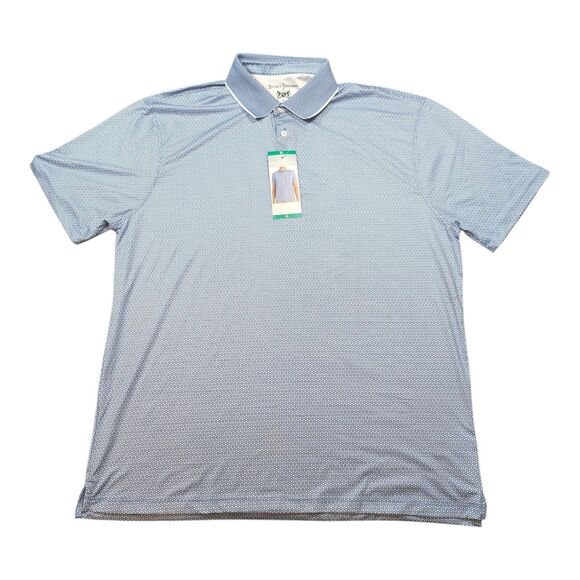 Hickey Freeman Golf Polo Shirt Mens XL Blue Geometric Print Short Sleeve NEW - Picture 1 of 8